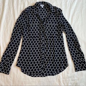 EXPRESS Button Down Top Black White XS